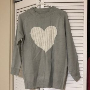 Gray and white heart sweater